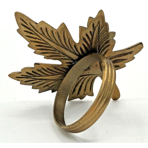 Solid Brass Maple Leaf Napkin Holders Vintage Lot of 7 Gold Fall Autumn Decor - Picture 8 of 11